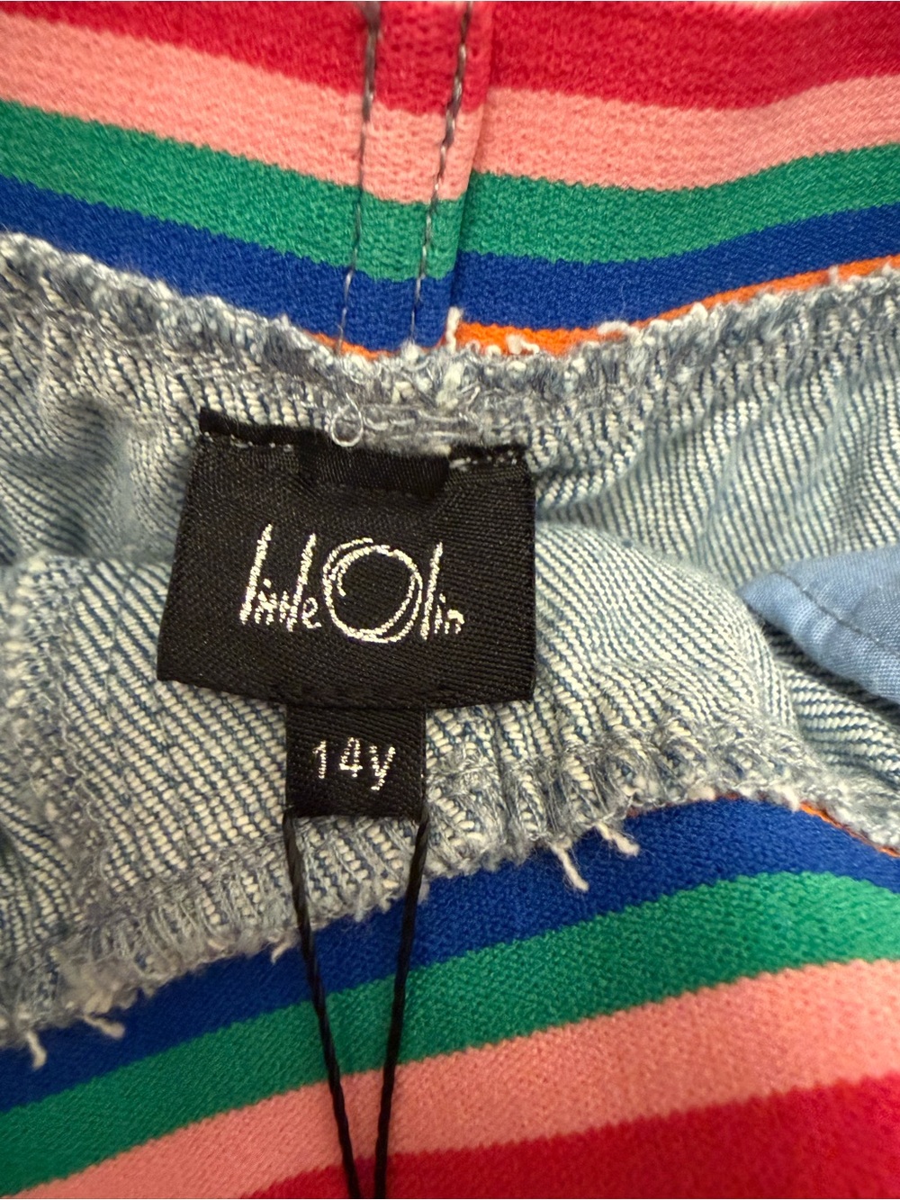 Girls' Blue Denim Skirt with Rainbow Waistband- size 14 NWT - Picture 3 of 6